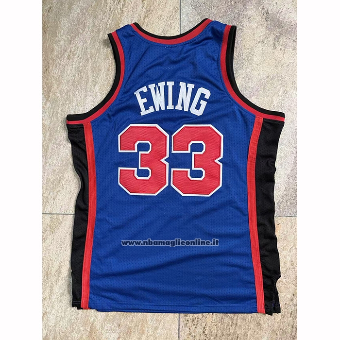 Maglia New York Knicks Patrick Ewing No 33 Mitchell & Ness 1998-99 Blu